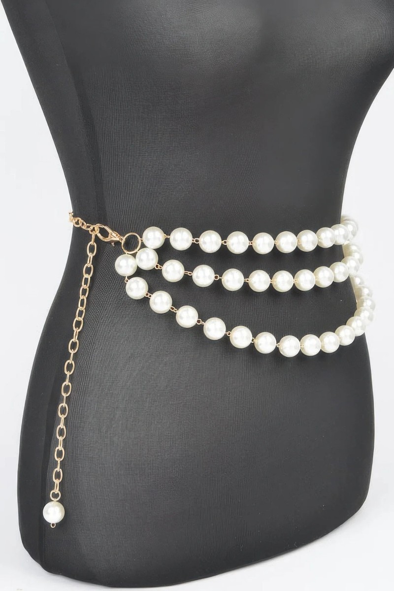 Multi Layered Pearl Chain Belt | eBay display picture 1