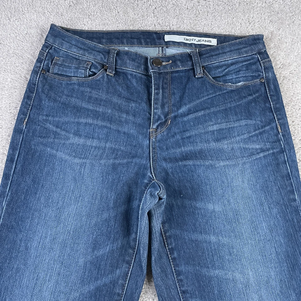 DKNY Jeans Womens 4 Blue Bootcut Low Rise Medium Wash Stretch Denim - Image 2 of 4