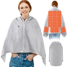 Heated Blanket Wearable Shawl Battery Operated Cordless USB Heated Shawl with...