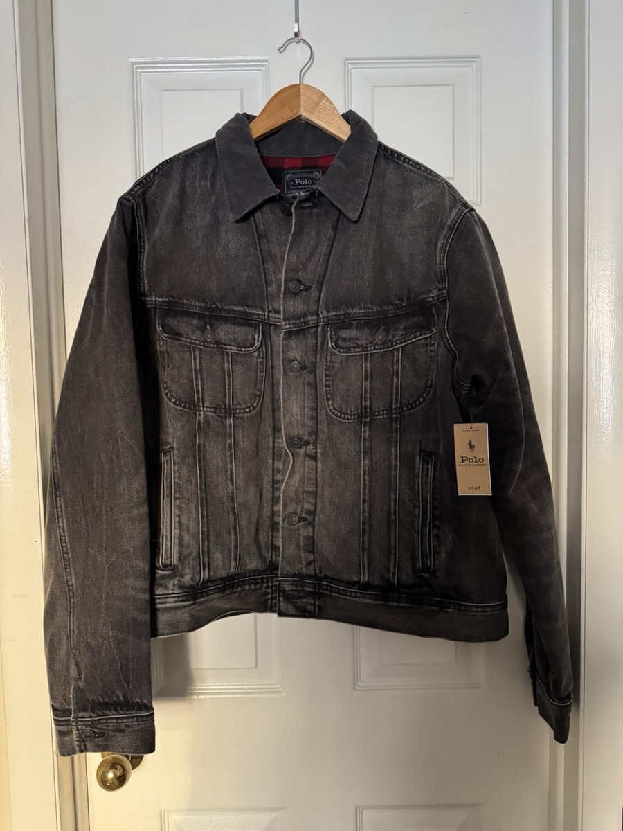 Polo Ralph Lauren Men's XL Plaid Flannel Lined Black Denim Polo Ralph Lauren Men's XL Plaid Flannel Lined Black Denim