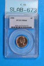 1955 5C JEFFERSON NICKEL BU UNC PCGS MS64 US Type SLAB-673