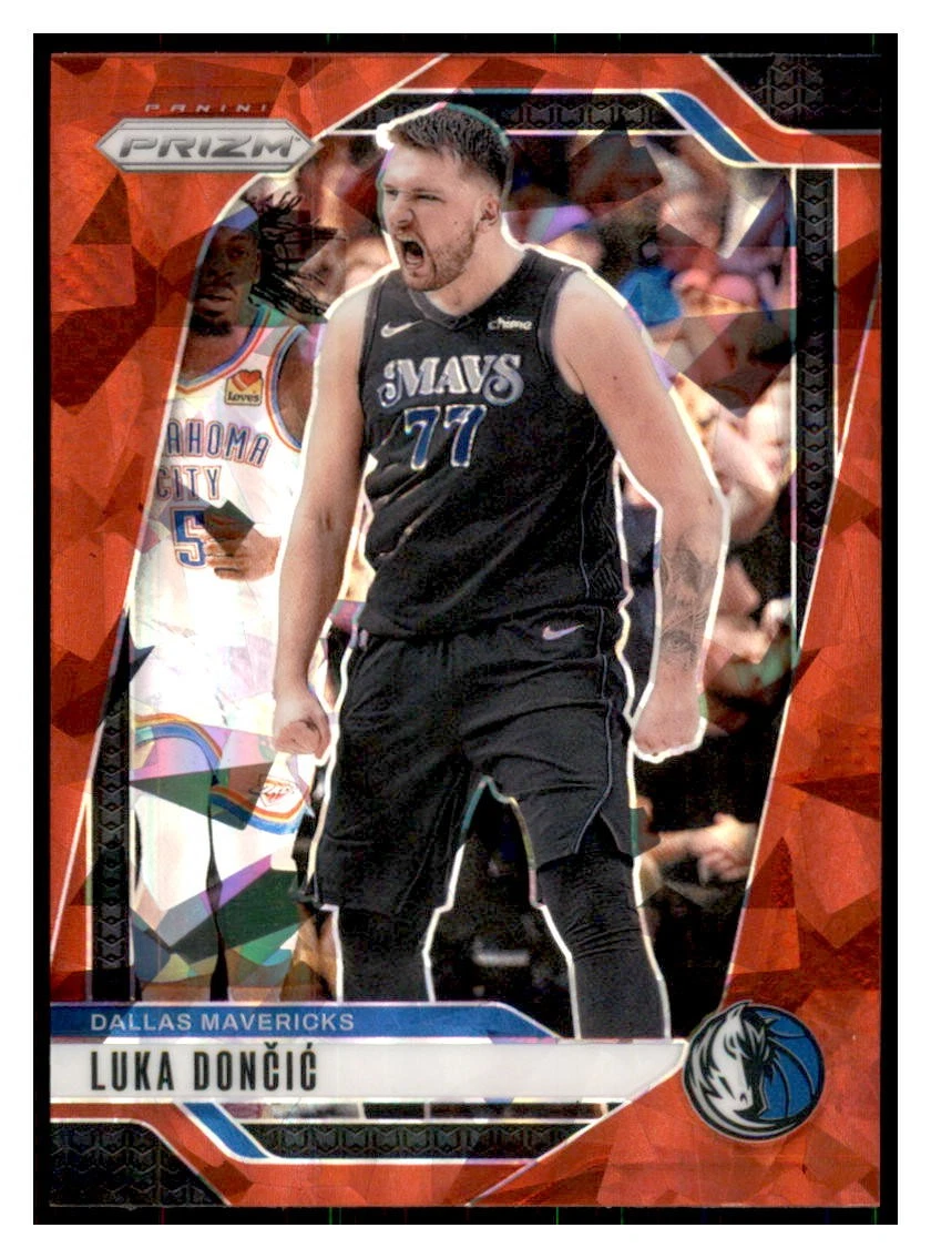 Luka Doncic 2024-25 Panini Prizm Prizms Red Ice #89 Dallas Mavericks