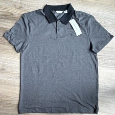 Calvin Klein Men's Short Sleeve Geometric Polo Shirt Black White Collared M