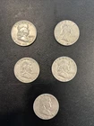 Lot (5) 90% Silver Ben Franklin Half Dollars-1950, 54, 59, 63, 63