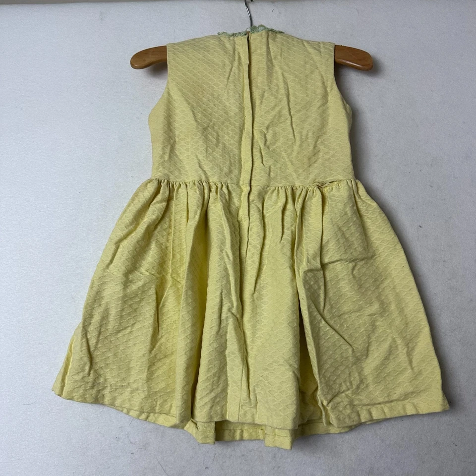 Años 70 Vintage Carol Evans JC Penny Ress Talla 6T Amarillo Floral Verde Botones Foto 4 de 4