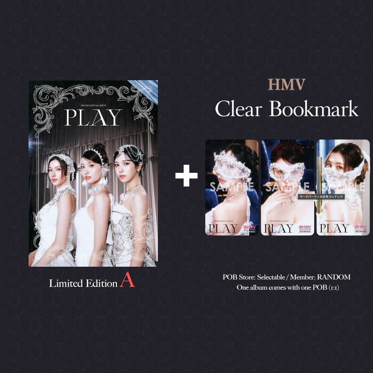 PRE MISAMO PLAY All album types POB JYP ONCE TOWER RECORDS HMV