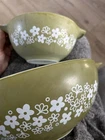 Vintage Pyrex 444 & 442  Spring Blossom Crazy Daisy Cinderella Mixing Bowl