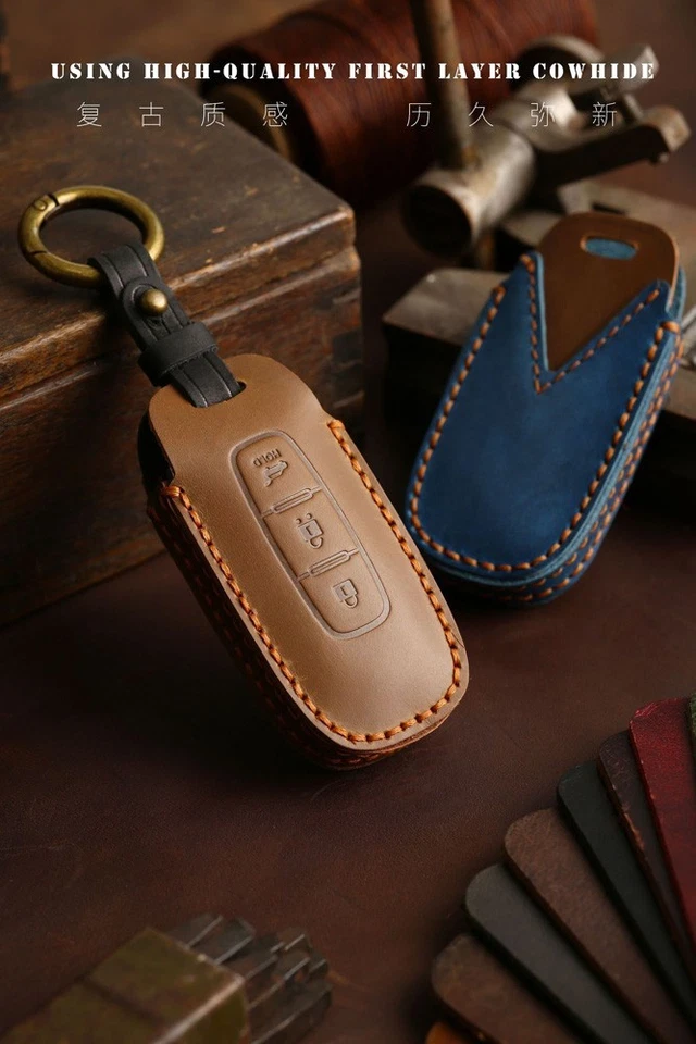 Genuine Leather Remote Car Key Case Cover Keychain For Nissan Pathfinder Rogue - Image 3 of 4