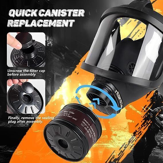 Chemical Gas Mask Full Face Soviet Military Respirator With 1PC 40mm Filter Box