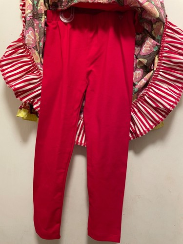 EMILY ROSE Girls 2 Pc Set Size 5 - Floral & Striped Top w/Red Leggings- New! - Picture 5 of 8