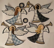 New! Buffalo Plaid Angels  - Iron On Fabric Appliques