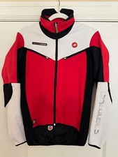 Men’s Castelli Mannaggia Windstopper Lined Cycling Jacket, Red/White, Medium (M)