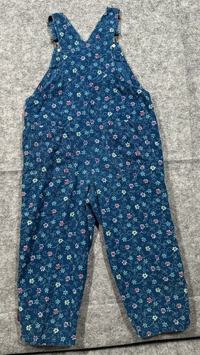 VTG Gymboree Vintage M 3-4yrs Spring Blue Floral Corduroy Overalls Y2K - Picture 2 of 11