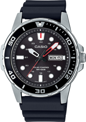 Casio MTP-S110-1AV, Men's Watch, Black Resin, Black Dial, Date
