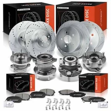 A-Premium Front & Rear Drilled Brake Rotor & Pad+Hub Bearing for Subaru Outback