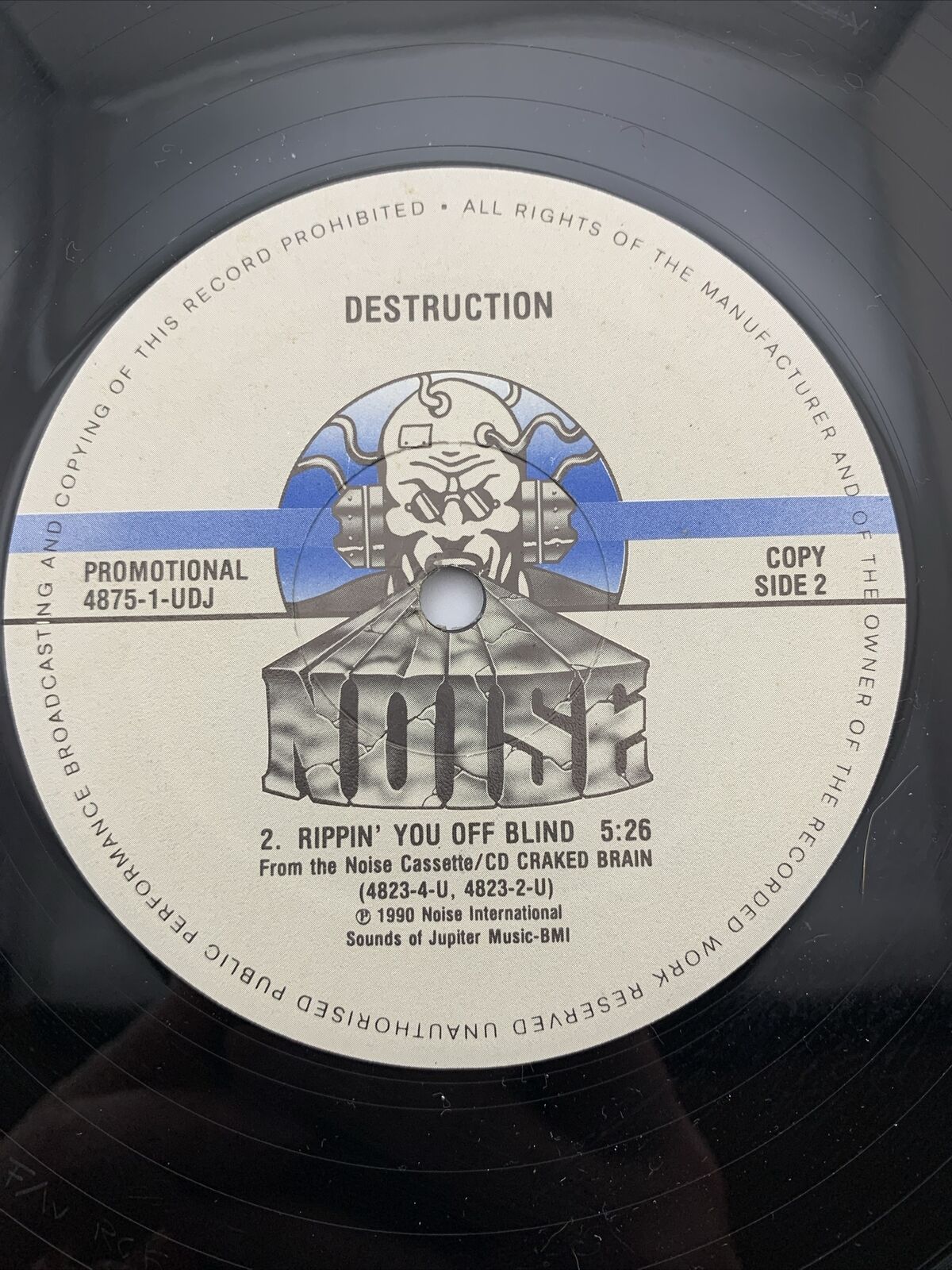 DESTRUCTION Cracked Brain RARE PROMO 1990 NOISE Records 4875-1-UDJ Hype Read
