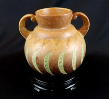 Roseville Brown Falline Art Pottery Vase 1933 Peapod Pattern
