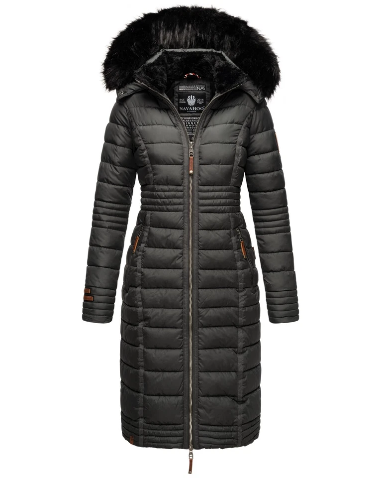 Navahoo Damen Winterjacke Steppmantel Parka Winter Lang Stepp Jacke Kapuze Umay - Bild 3 von 4