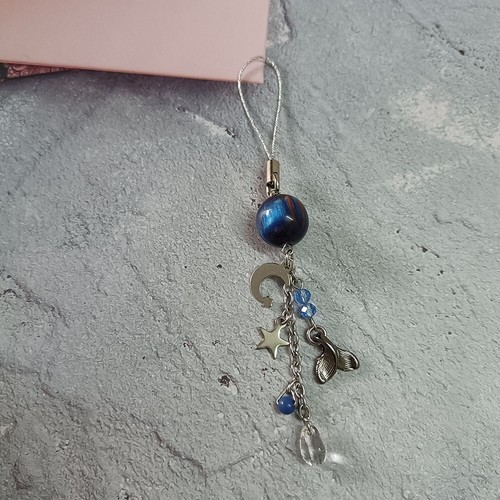 Charming Phone Strap Blue Sea with Moon Star Fish Tail Dangle Gift for Men Women - 第 3/5 張圖片