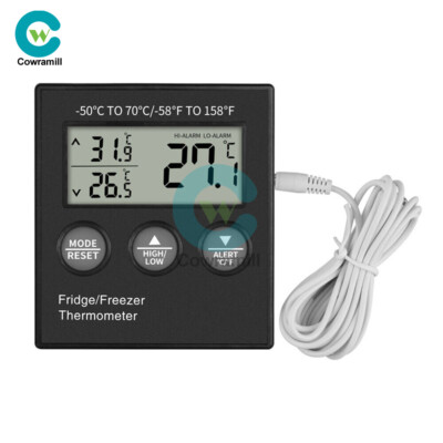 Digital Freezer/Fridge Thermometer High and Low Temperature Alarm Max/Min °C/°F