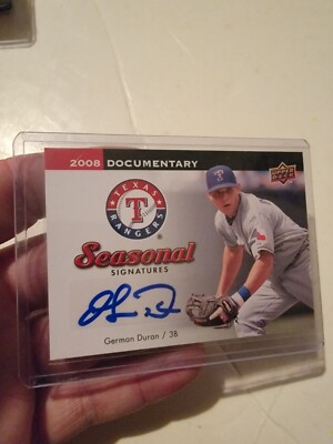 2008 UPPER DECK SEASONAL SIGNATURE GERMAN DURAN GD AUTO BASEBALL CARD Rangers