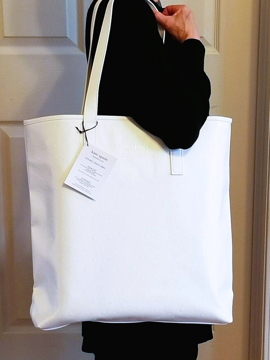 Kate Spade New York White Dots Circles Tote Shoulder Bag Shopper Carry-On  NWT