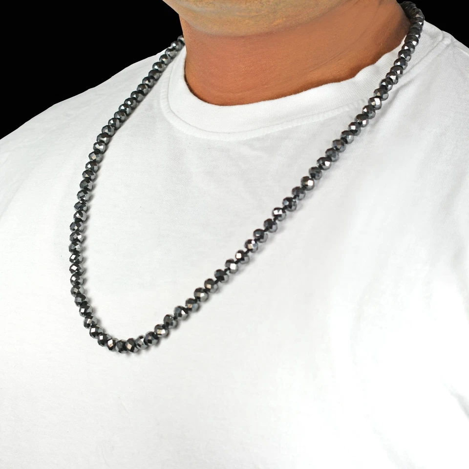 Collar de diamantes negros certificado de 6 mm, 18 pulgadas, 140 quilates excelente corte VIDEO Foto 2 de 4