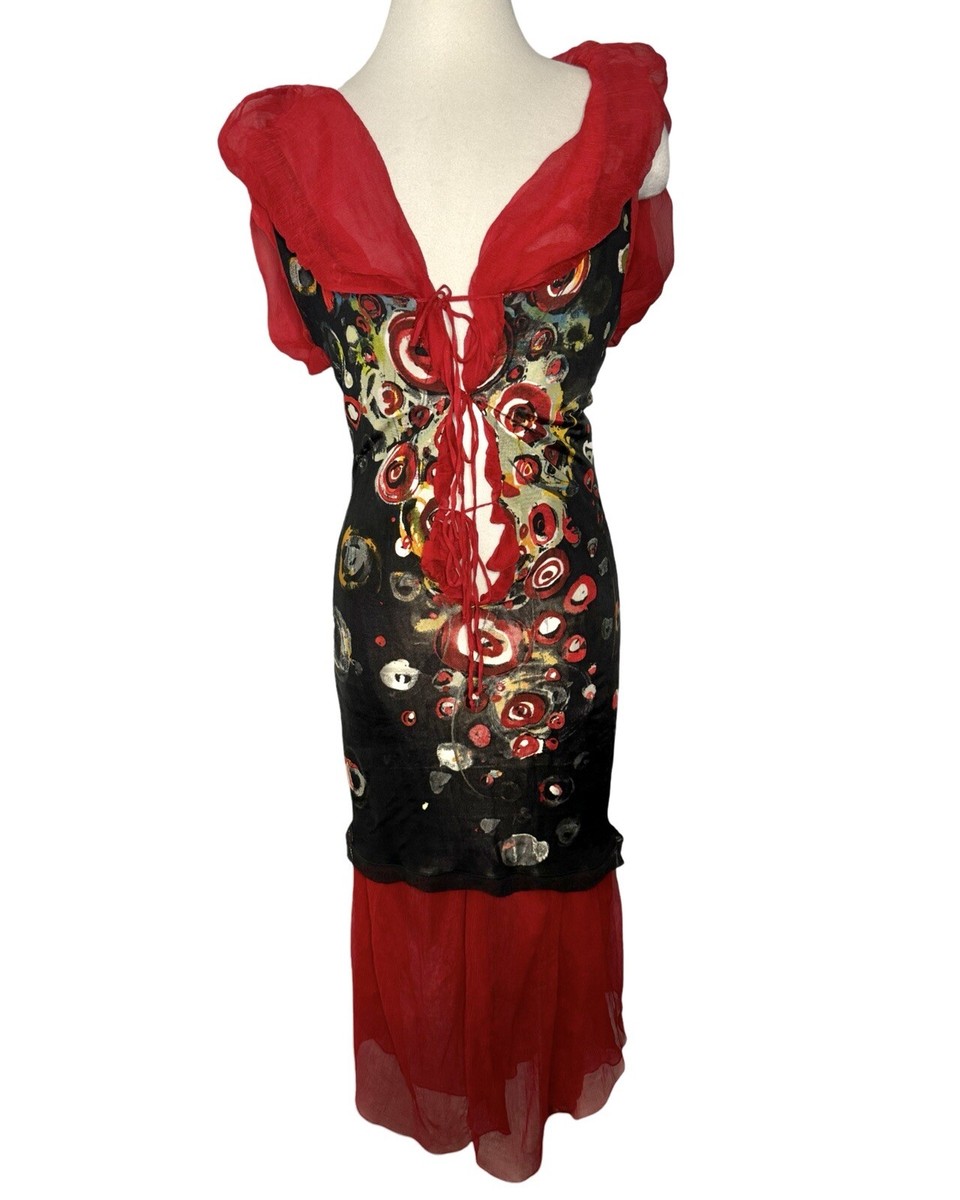 ワンピース JeanPaul GAULTIER SS25 Tulle dress (2534FRO390T587 000203) JEAN PAUL GAULTIER Squeletor trompe l'oeil printed tulle