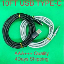 10FT Aluminium USB-C Type-C 3.1 Data Sync Charging Cable S8,S9 Nylon Braided 