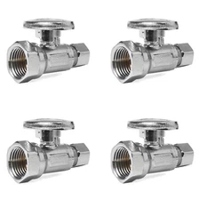 4 PCS 1/2" FIP X 3/8" OD 1/4 Turn Compression Straight Stop Valve Chrome Plated