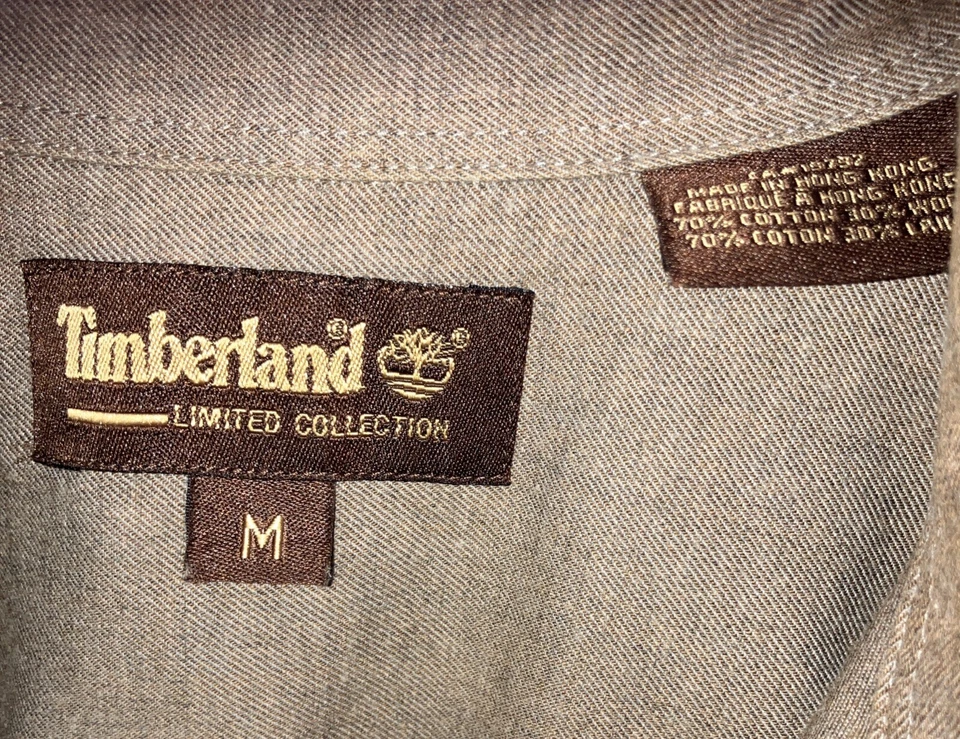 Timberland Camisa Hombre M Marrón Camisa de Vestir 100% Algodón Minimalista Limitada Foto 3 de 4