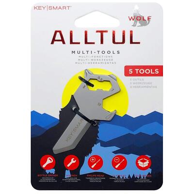 KeySmart Alltul Multitool Wolf für Schlüsselring & Geldbörse Edelstahl