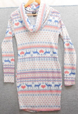 Rue21 Women's M Fair Isle Reindeer Cowl Neck Knit Dress
