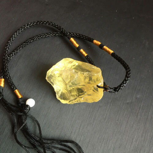 Haut pendentif quartz naturel citrine cristal brut pierre précieuse Reiki minéral collier - Photo 1 sur 8