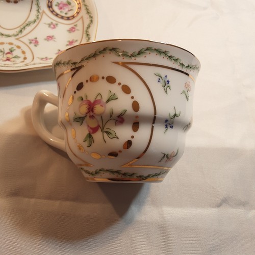 Nantucket Home Set Pink Rosebuds Gold Trim Porcelain Teacup & Snack Plate Set - Picture 12 of 19