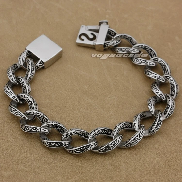 VALENTINO Braccialetti punk biker tatuaggio tribale acciaio inox 5A010B