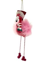 Pink Flamingo Ornament with Fluffy Feathers and Dangling Legs Christmas Tree Sea