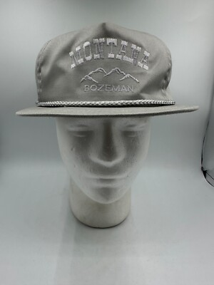 #ad Vintage 1980s Bozeman Montana Strapback Hat Gray Mountains Rope Made in Montana $24.99