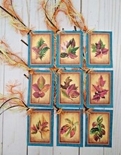 9 Fall Leaves Handmade Gift Tags Scrapbooks Junk Journals Crafts Planners