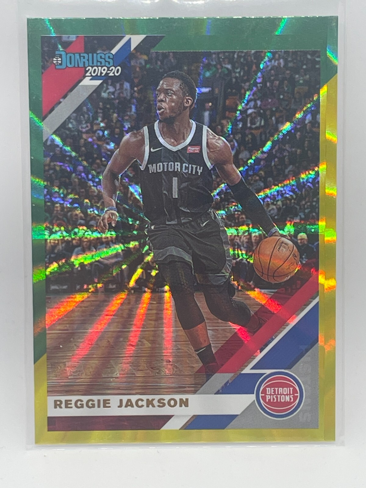 2019-20 Donruss Holo Green and Yellow Laser #63 Reggie Jackson