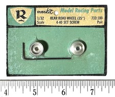 Rare Vtg RUSSKIT 1/32 Slot Car Model Racing 733 REAR ROAD WHEELS 4-40 Set Screw