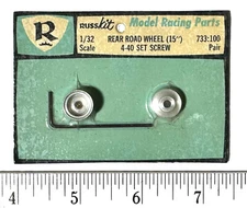 Rare Vtg RUSSKIT 1/32 Slot Car Model Racing #733 REAR ROAD WHEELS 4-40 Set Screw