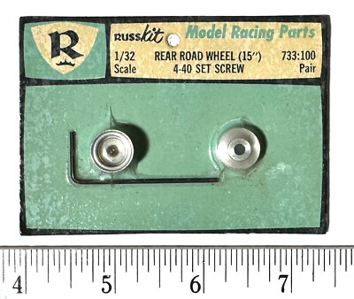 Rare Vtg RUSSKIT 1/32 Slot Car Model Racing #733 REAR ROAD WHEELS 4-40 Set Screw