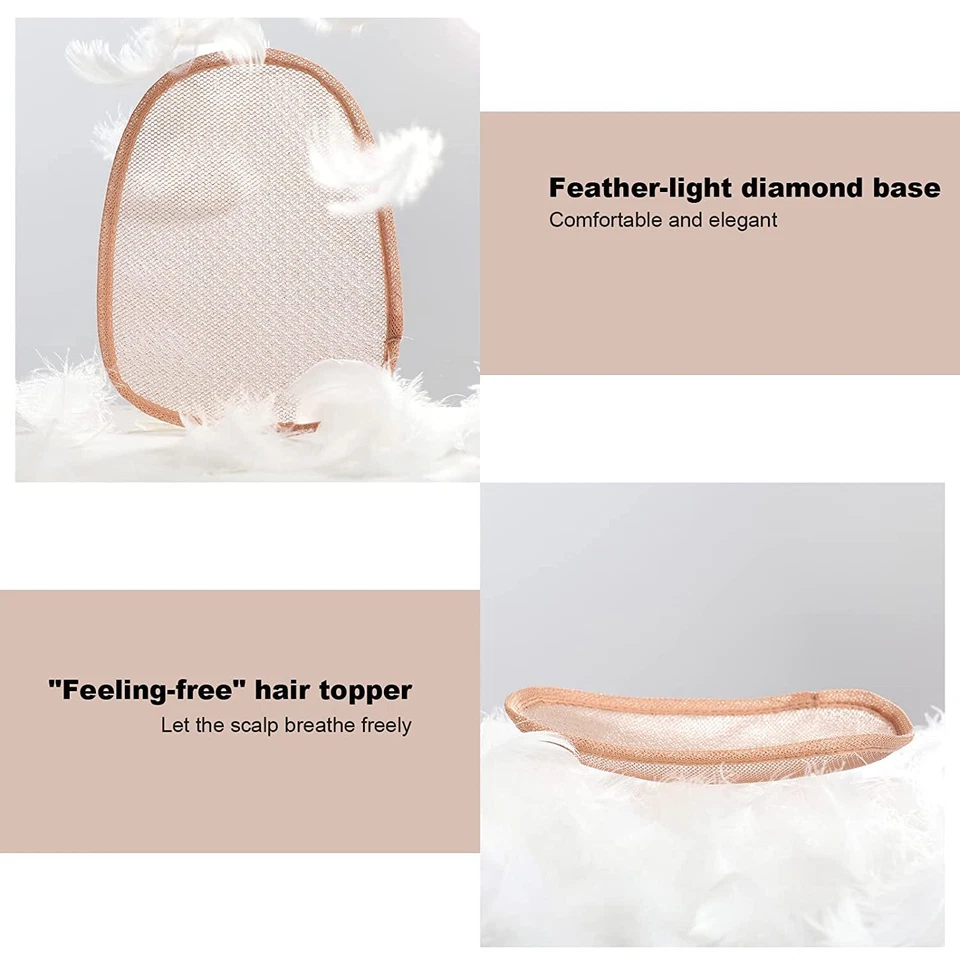 100% Remy Human Hair Topper Toupee Hairpiece Wigs Clip In Silk Base Honey Brown - Image 3 of 4