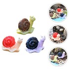 3 Pcs Snail Statue Animal Figurines Mini Decorations Snails Toys
