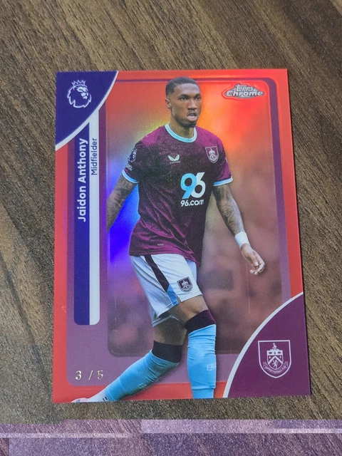 2025-26 Topps Chrome Premier League Jaidon Anthony Red Refractor /5 Burnley