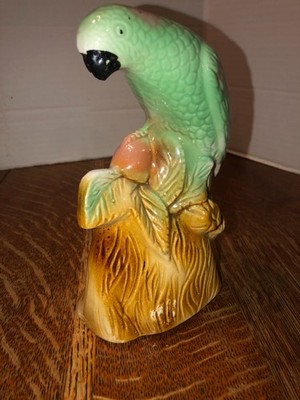 Vintage Ceramic Parrot Figurine Hand Painted 200B Brazil 7'' Tall