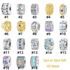 KUNSIR 925 Sterling Silver Clip Spacer Charm for Bracelet Clip Lock Stopper Bead