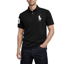 NWT - POLO RALPH LAUREN Mens Big Pony Custom Slim Fit Polo Shirt- BLACK- S XXL