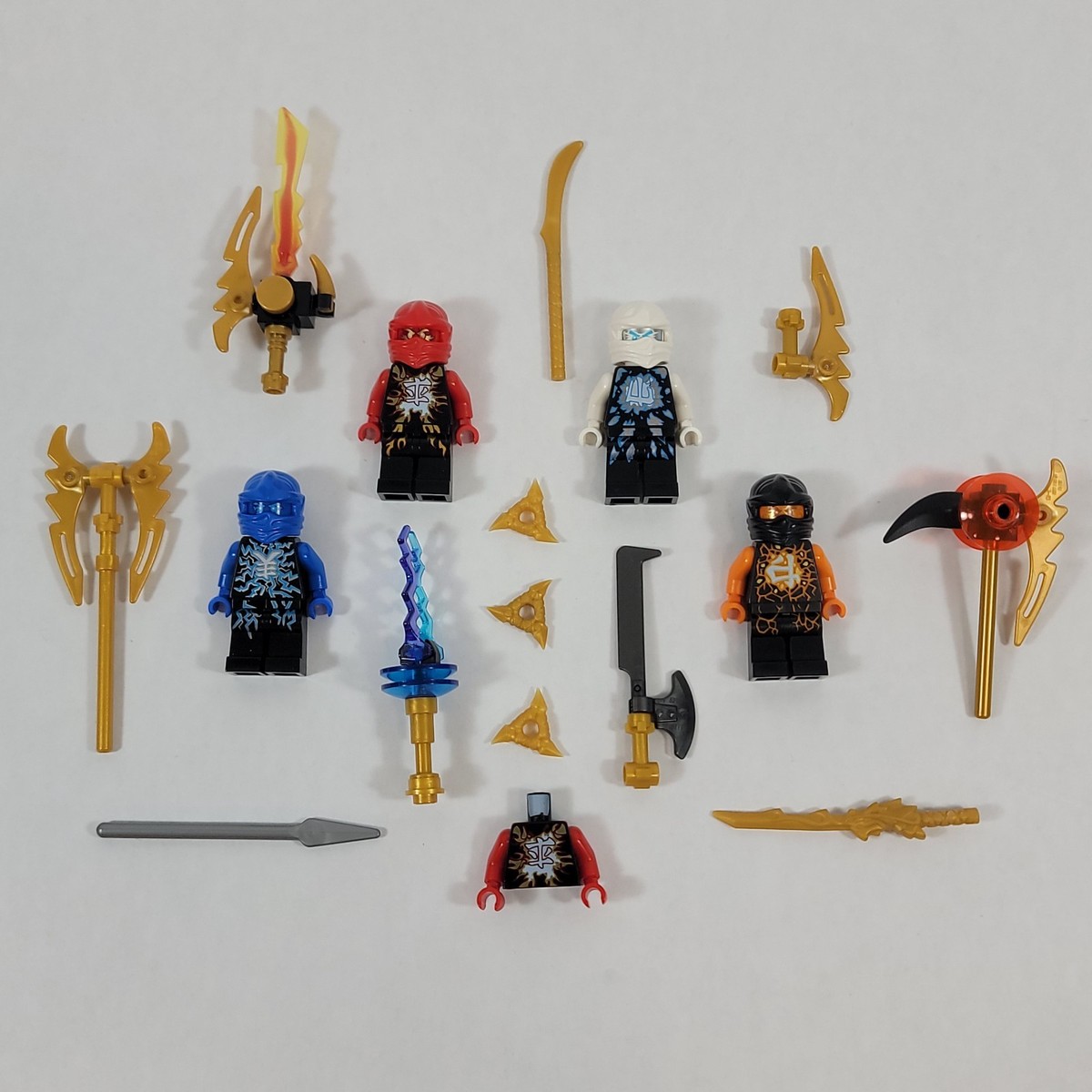 LEGO Ninjago Airjitzu Kai Zane Jay Cole Minifigures Weapons Lot